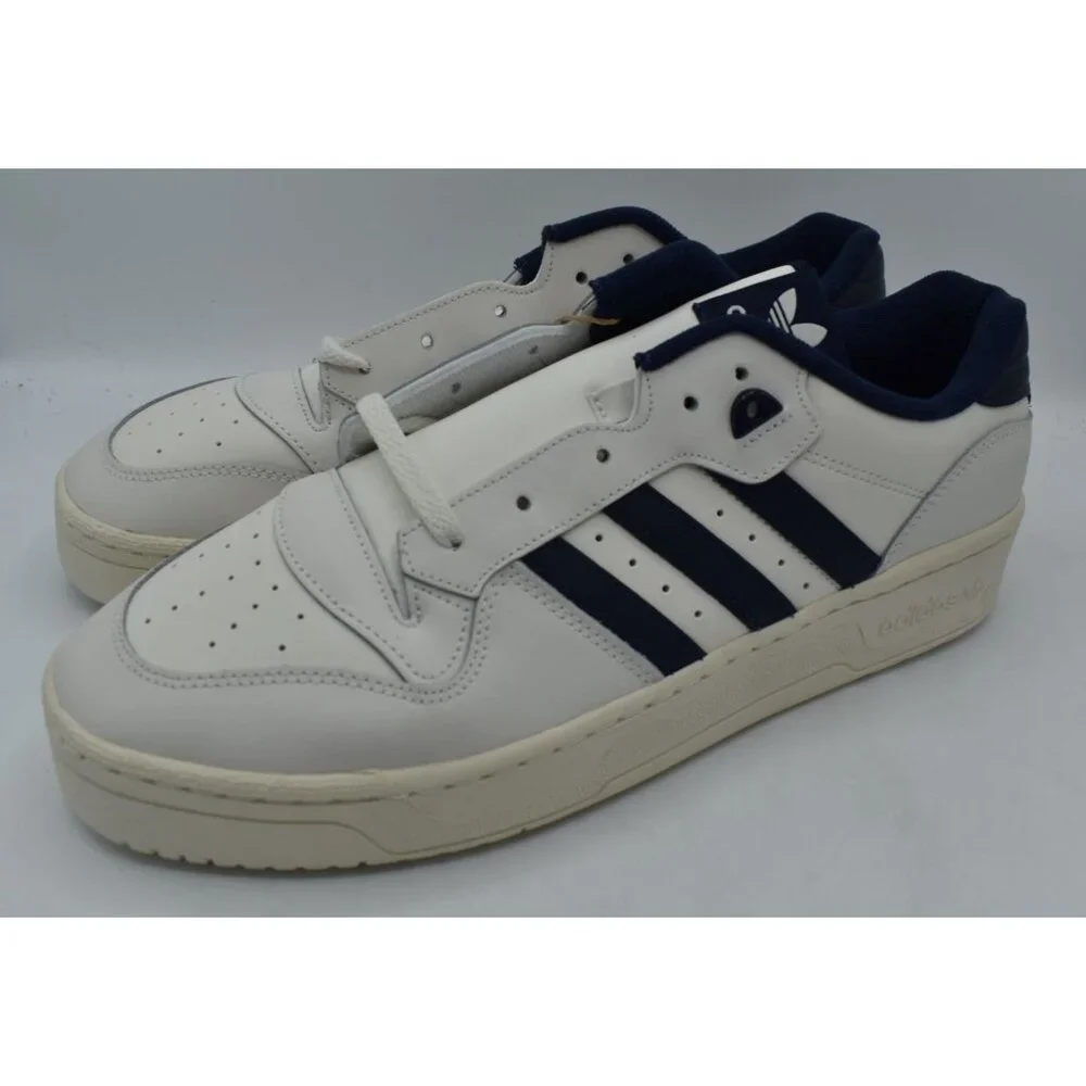Adidas Mens Size 13 Rivalry Low‎ White Navy Casual Sneakers Shoes Y2K